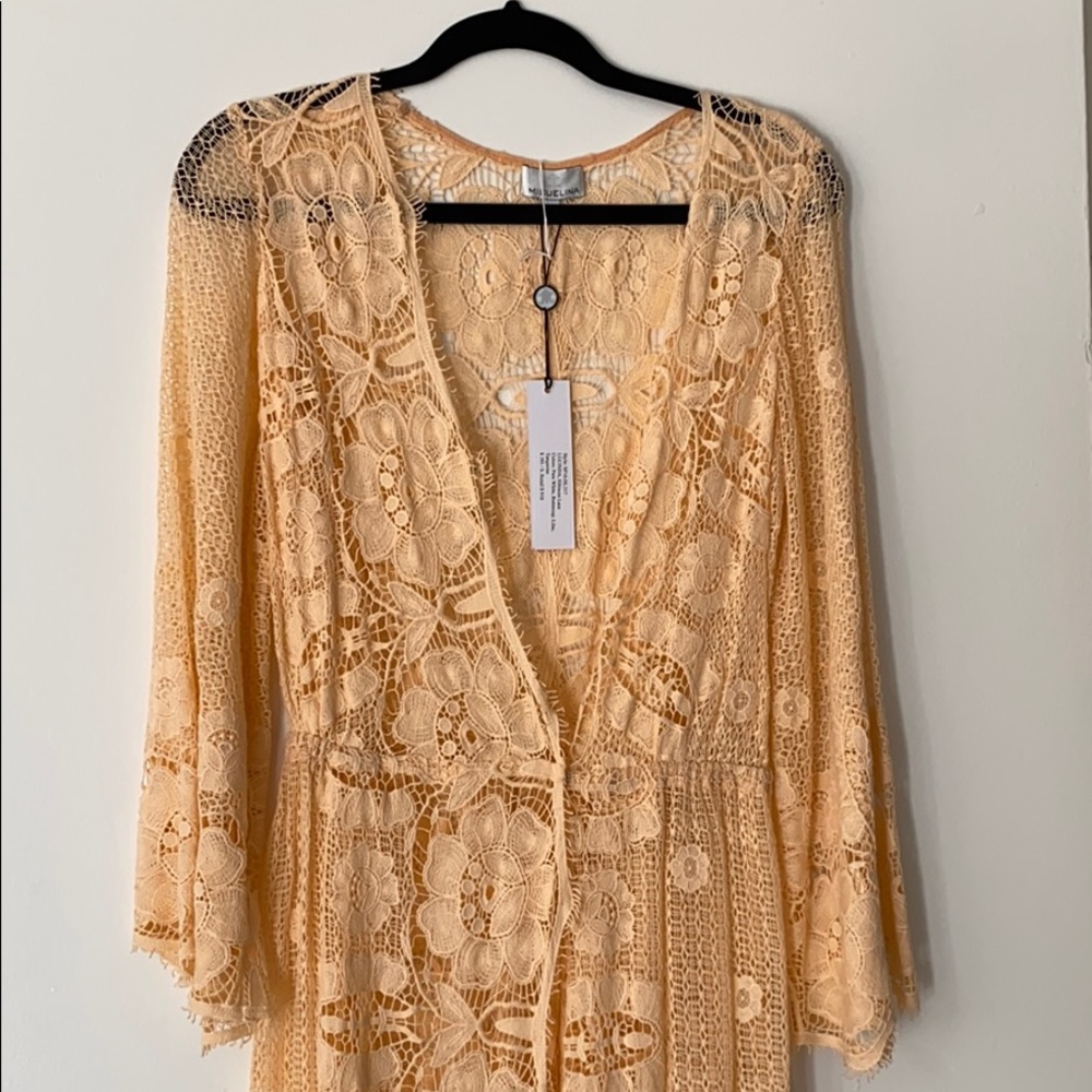 MIGUELINA Lucinda lace dress in tangerine